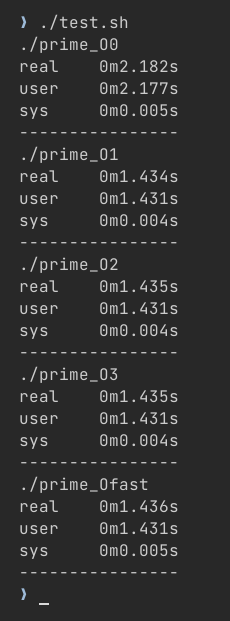times to generate 20,000 primes on Apple M1